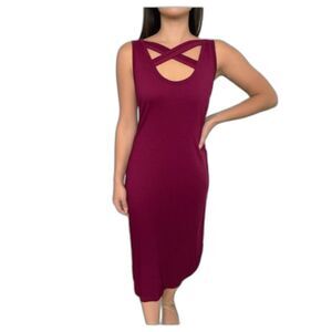 Maurices Summer Tank Dress Women's Burgundy Crisscross Strappy size Large